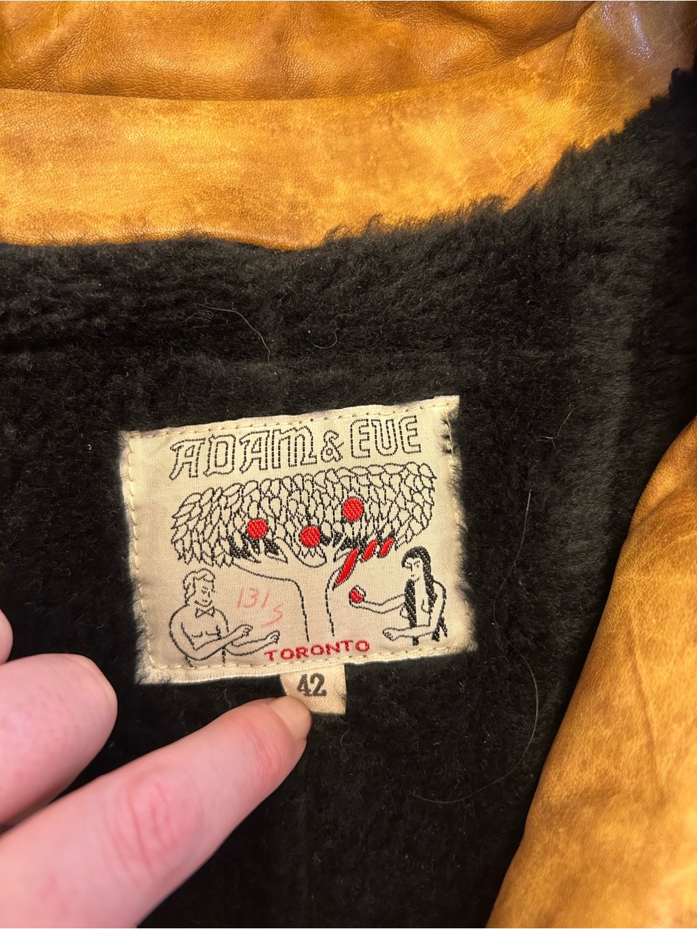 Vintage 1970s Adam & Eve Shearling Leather Rancher Western Coat 42 - Picture 5 of 6
